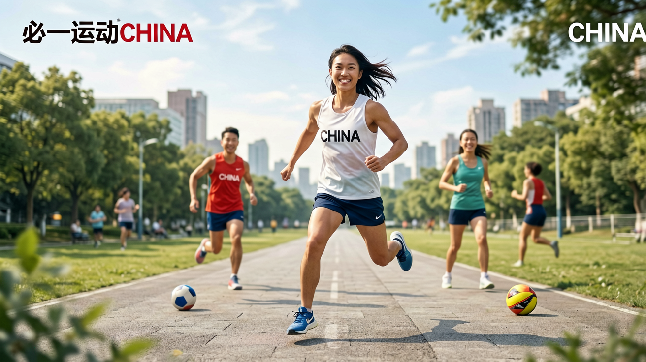 必一运动CHINA品牌主视觉，展现运动与生活的融合场景